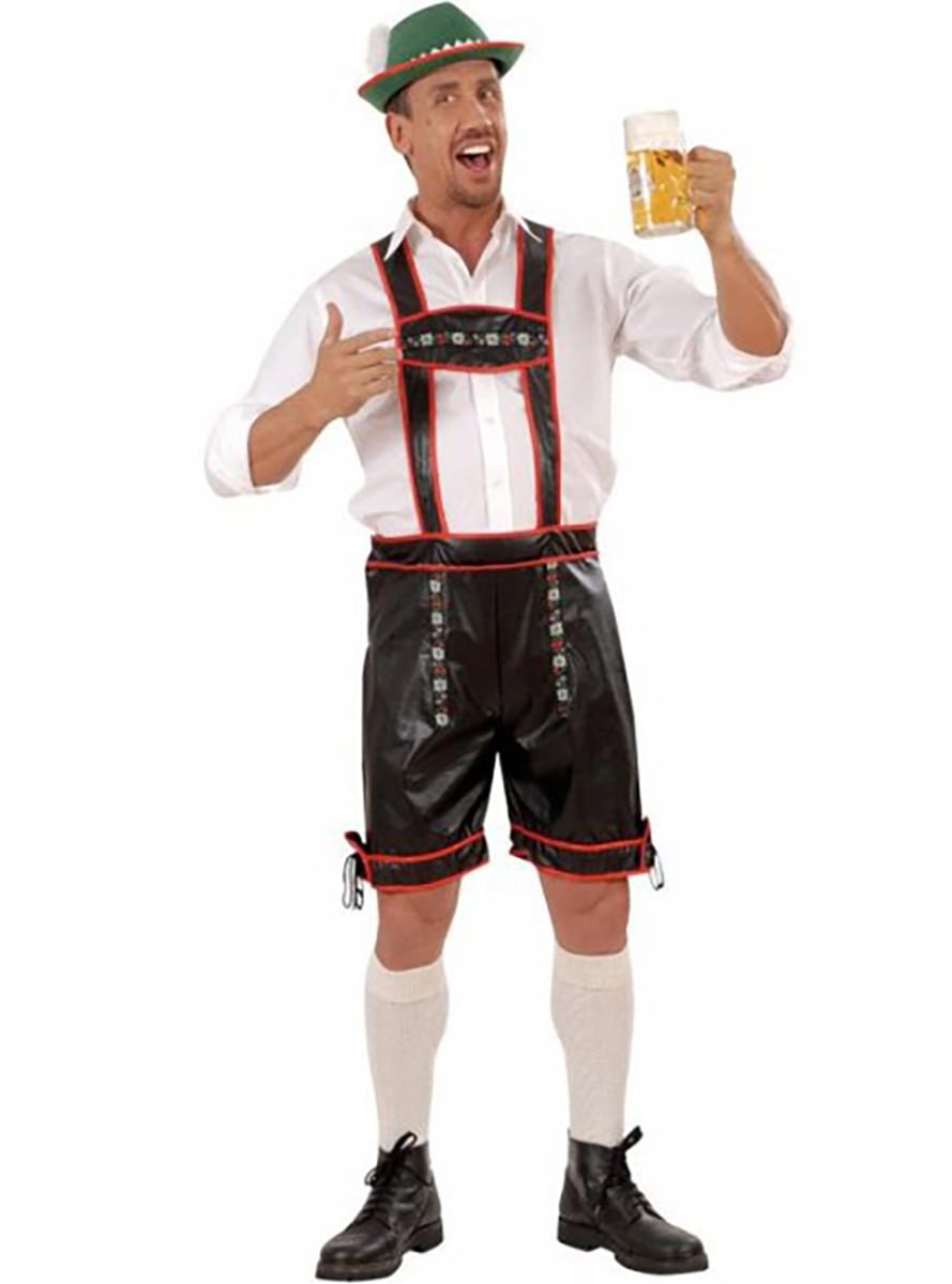 Costume da lederhosen effetto cuoio per uomo