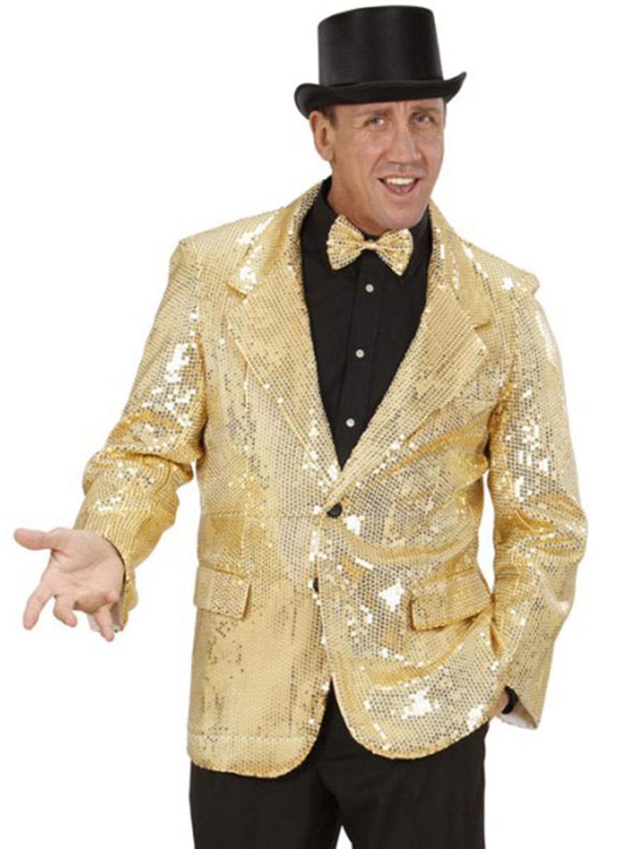 Veste à Paillettes Métalliques Pour Homme – Coupe Droite, 2 Boutons, Style Soirée Festif