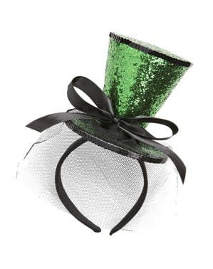 Mini chapéu de copo verde com véu