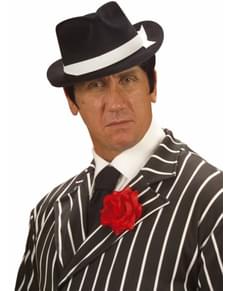 Chapéu de gangster preto flocado