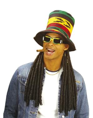 Chapeau haut de forma rastafaris avec dreadlocks