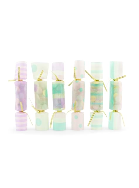 Sæt med 6 Slikformede Konfetti Pakker, Assorterede Farver - Iridescent