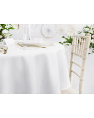 Toalha de mesa redonda de tecido branco de 230 cm