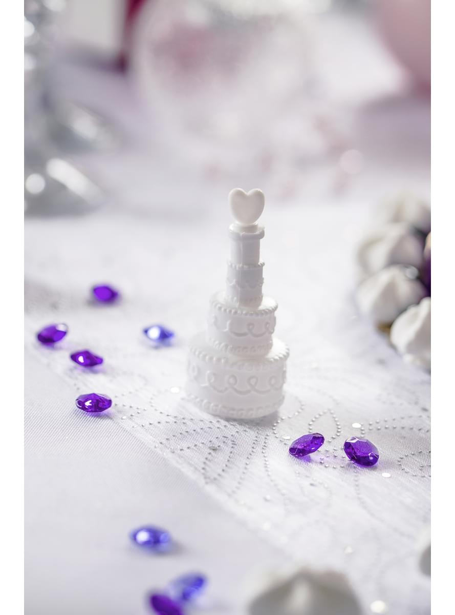 Traversă de masă albă cu broderie de perle argintii de organza