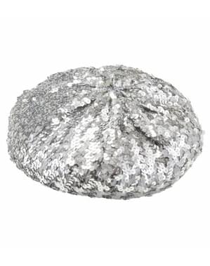 Silver sequin beret