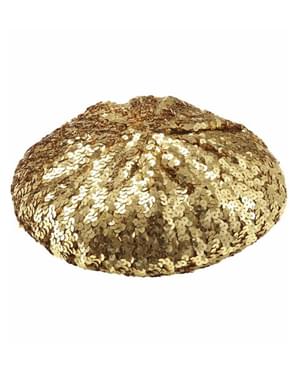 Baskenmütze mit goldenen Glimmerblättchen