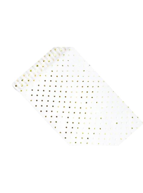 Täplikäs, läpinäkyvä, organza pöytälakana, käänteinen kulta & hopea