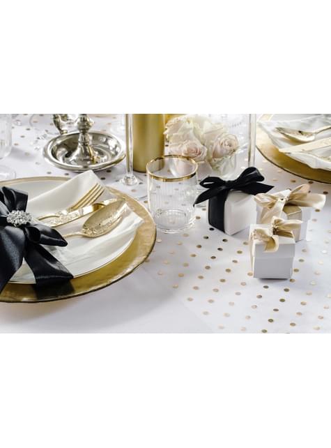 Bordslöpare vändbar med guldfärgade och silverfärgade prickar i organza