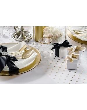 Polkaprikker Gjennomsiktig Organza Løper, Vendbar Gull & Sølv