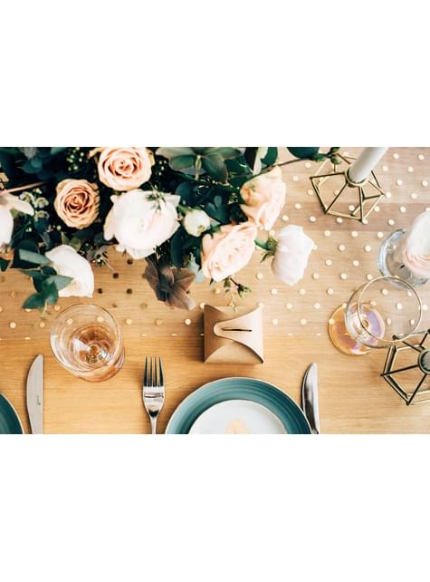 Bordslöpare vändbar med guldfärgade och silverfärgade prickar i organza