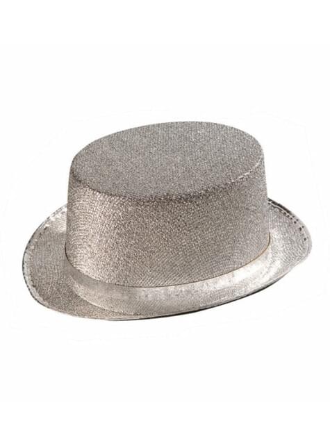 Sombrero de copa plateado grande