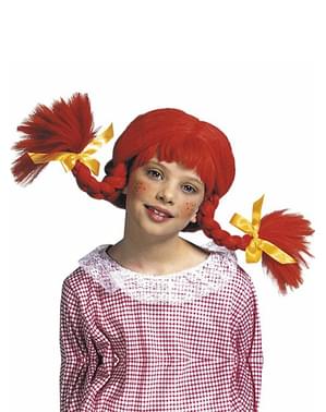 Wig dengan kepang merah untuk anak perempuan