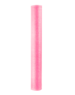 Gulung organza berwarna merah muda neon berukuran 38cm x 9m