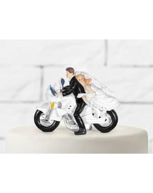 バイクで新郎新婦のウェディングケーキフィギュア