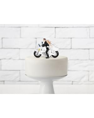 バイクで新郎新婦のウェディングケーキフィギュア