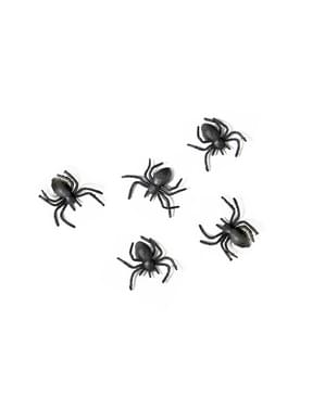 10 Spinnen schwarz aus Plastik - Halloween