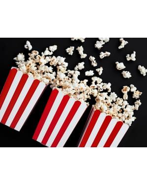 6 boîtes à Popcorn rouges à rayures en carton - Pirates Party