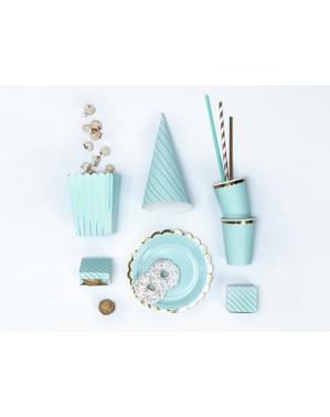 6 caixas de pipocas azuis com riscas douradas de papel - Touch of Gold