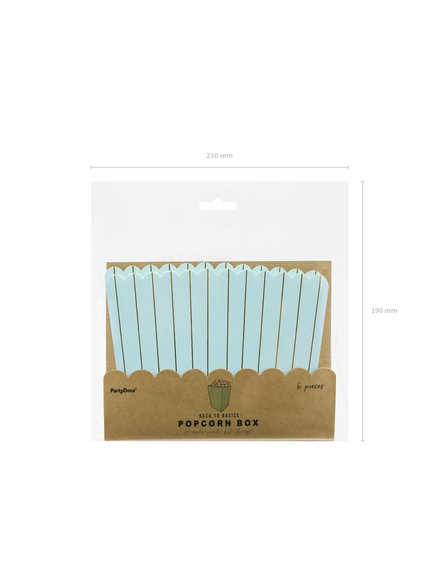 6 Popcorn Schachteln blau mit goldenen Streifen - Touch of Gold