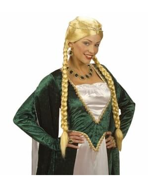 Peruca de princesa loira medieval