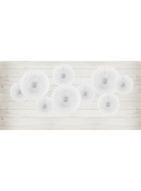 Set med 3 Hängande pappersdekorationer vita 20 till 30 cm