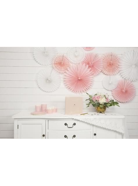 Set med 3 Hängande pappersdekorationer vita 20 till 30 cm