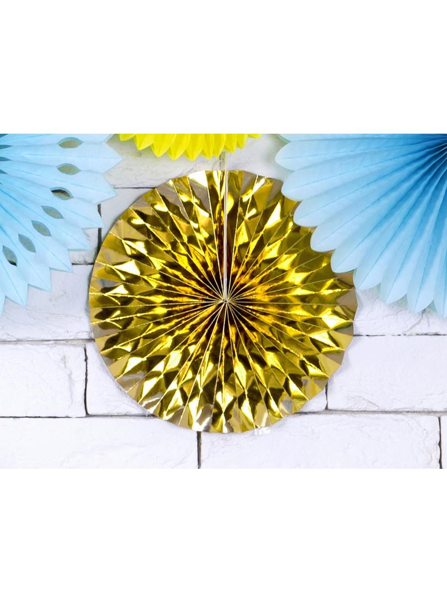 3 decorative paper fans in  gold