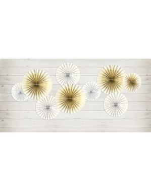 4 abanicos de papel decorativos blancos