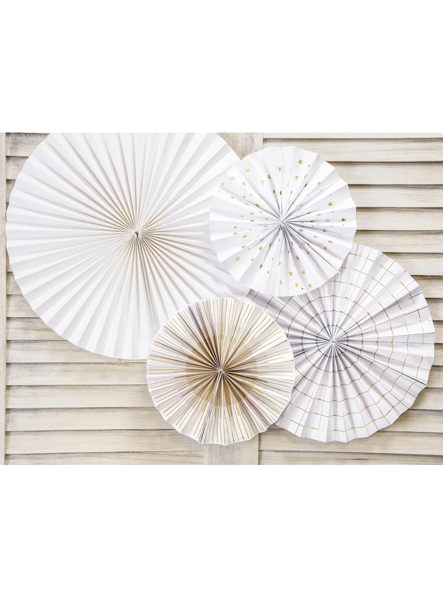 Deko-Fächer Set 4-teilig aus Papier weiß
