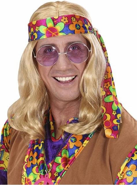 Parrucca de Donna Hippie Anni 60 70 Bionda Accessori Adulto Carnevale  Halloween