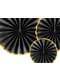 3 abanicos de papel decorativos negro con borde dorado