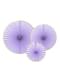 3 abanicos de papel decorativos lilas con borde dorado - Yummy