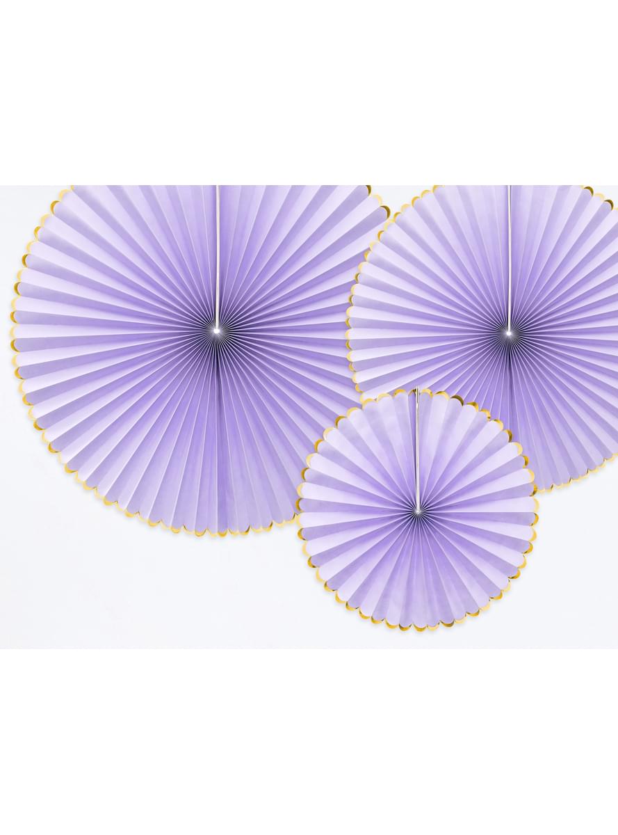 3 decoratieve waaiers in hetlila met gouden rand - Yummy