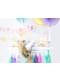 3 abanicos de papel decorativos lilas con borde dorado - Yummy