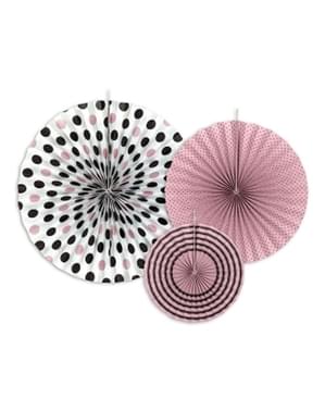 Polka noktalı deseni ile pembe 3 dekoratif kağıt hayranları Set - Tatlılar