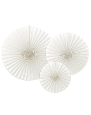 Set of 3 decorative paper fans in off-white