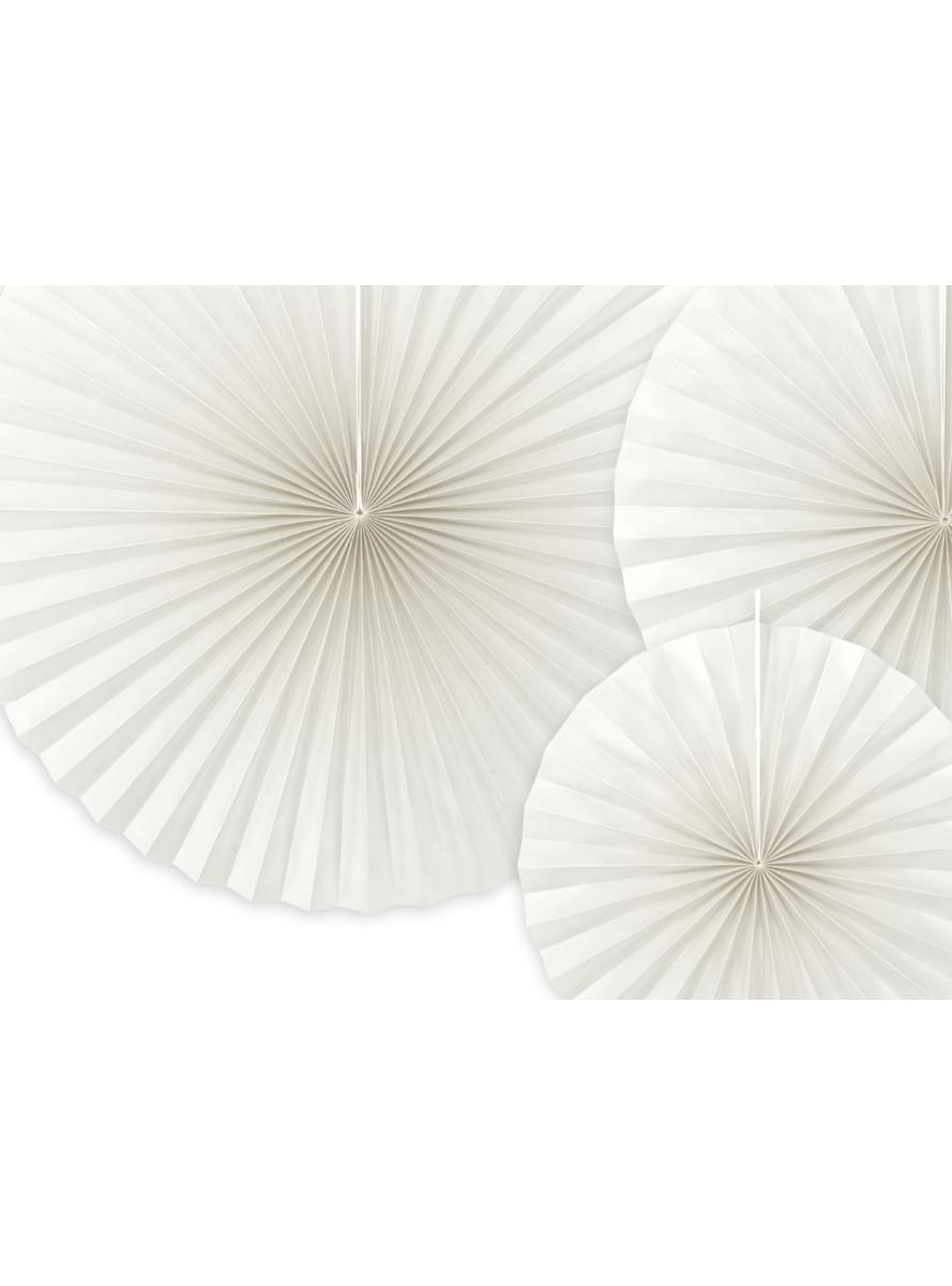 3 decorative paper fans in off-white