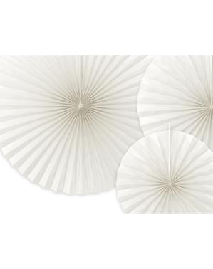 3 abanicos de papel decorativos blanco roto