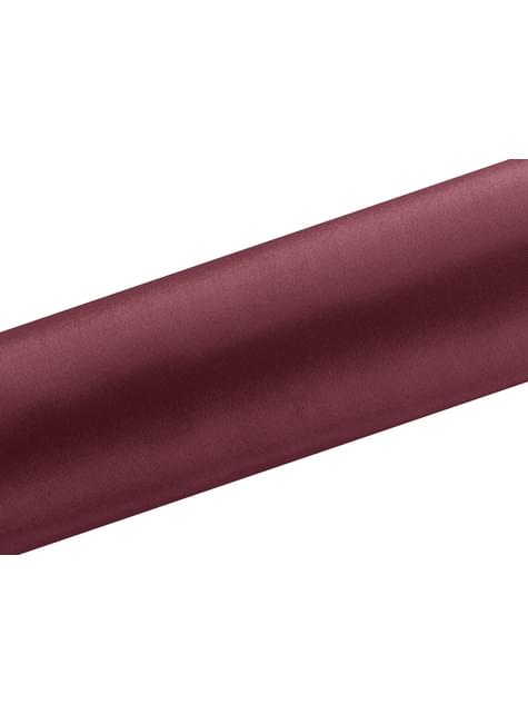 Bordowy bieżnik stołowy z satynowym wykończeniem 16cm x 9m