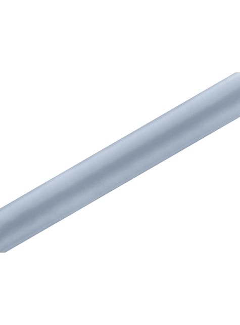 Satijn blauw grijze tafelloper, 36cm x 9m