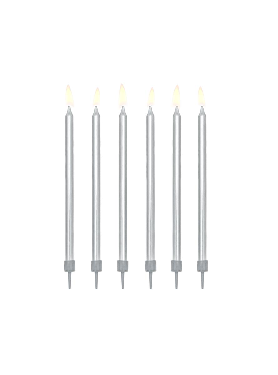 Geburtstagskerzen Set 12-teilig 12,5 cm silber