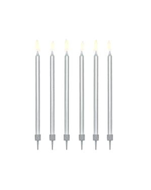 12 candele di compleanno argentate (12,5 cm)