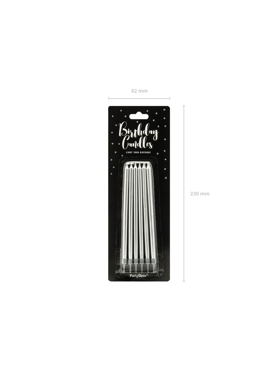 12 candele di compleanno argentate (12,5 cm)
