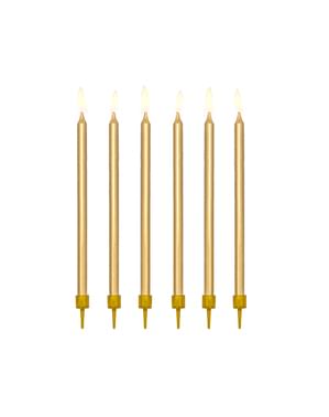 Set of 12 Gold Birthday Candles, 12.5 cm