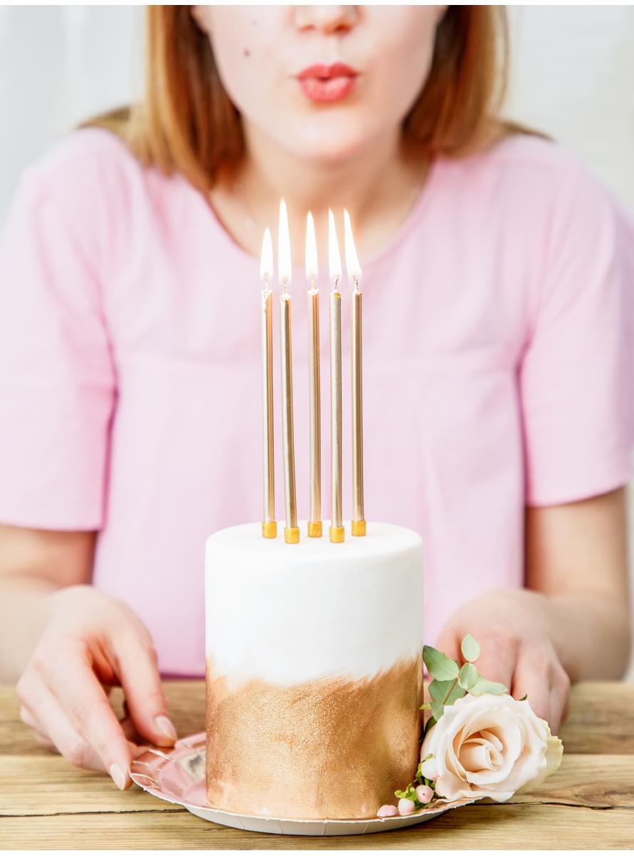 12 Gold Birthday Candles (12,5 cm)