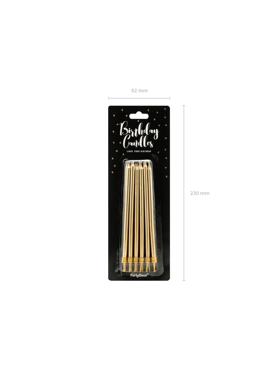 12 velas de cumpleaños doradas (12,5 cm)