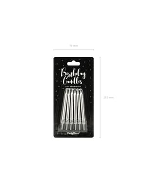 6 födelsesdagsljus silverfärgade (6 cm)