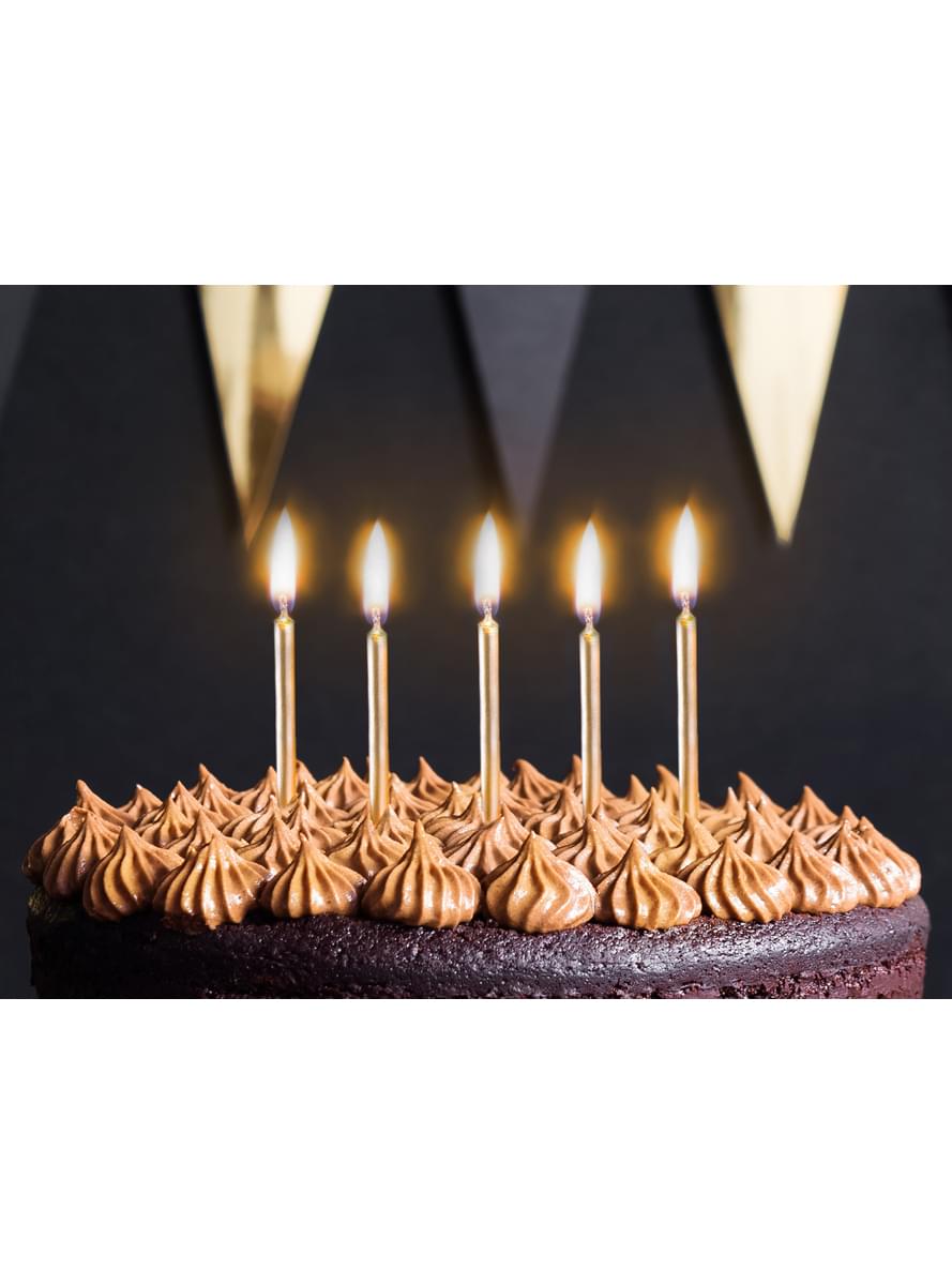 סט של 6 זהב יום הולדת נרות, 6cm