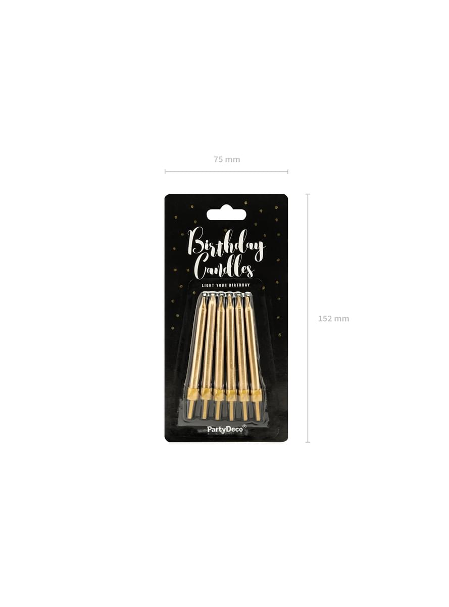 6 velas de aniversário douradas (6 cm)