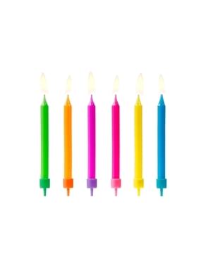 6 मिश्रित रंग जन्मदिन मोमबत्तियाँ का सेट